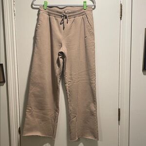 Frame Tan Wide-Leg Raw edge Sweatpants with Drawstring Pants
